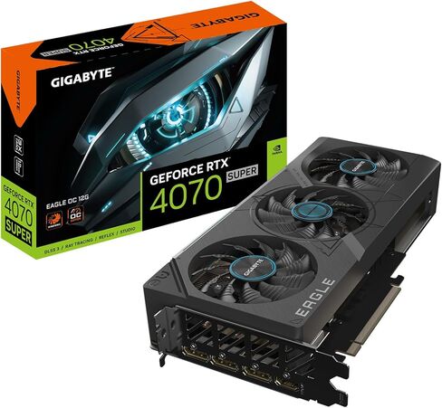 GIGABYTE GeForce RTX 4070 Super Eagle OC 12G Graphics Card, 3X WINDFORCE Fans, 12GB 192-bit GDDR6X, GV-N407SEAGLE OC-12GD​ Video Card in Saudi Arabia