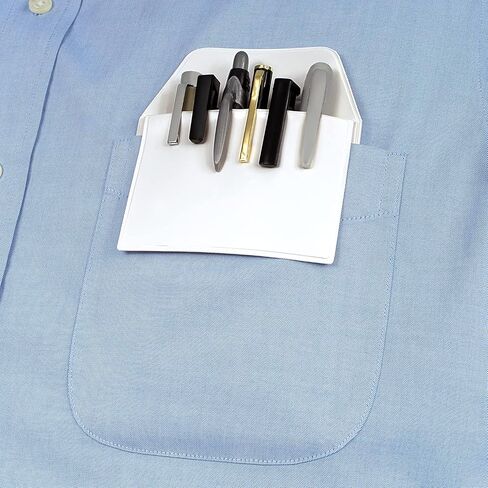 5x Flat White Flappy Super Duper Thick Pocket Protectors - Ideal for shirts and lab coat front pockets - Hold Pens, Cards, Notebooks in Saudi Arabia