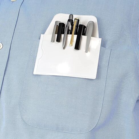 5x Flat White Flappy Super Duper Thick Pocket Protectors - Ideal for shirts and lab coat front pockets - Hold Pens, Cards, Notebooks in Saudi Arabia