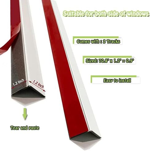 FHSBLINDS 100% حواجز إضاءة من مادة PVC المعتمة لظلال النوافذ والستائر - تحجب الضوء على طول جوانب ستائر التعتيم رائعة لغرفة النوم، وشرائط حجب الضوء (أبيض، 70.8 بوصة، قطعتان) in Saudi Arabia