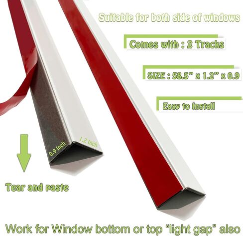 FHSBLINDS 100% حواجز إضاءة من مادة PVC المعتمة لظلال النوافذ والستائر - تحجب الضوء على طول جوانب ستائر التعتيم رائعة لغرفة النوم، وشرائط حجب الضوء (أبيض، 70.8 بوصة، قطعتان) in Saudi Arabia