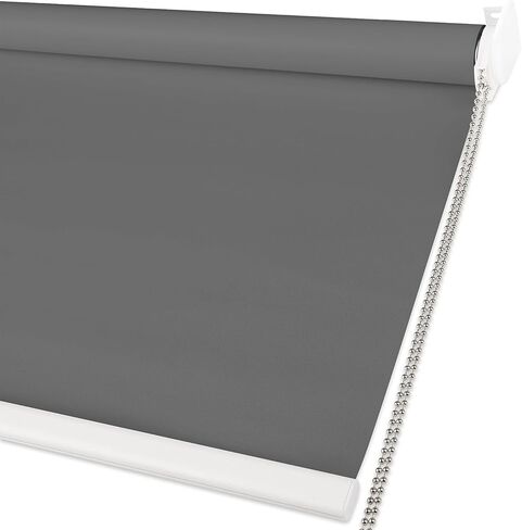 Blackout Shades for Windows with Thermal Insulation and UV Protection - 100% Sun Shade, Metal Beaded Cord Privacy Roller Window Shades for Bedroom, Living Room and Office, Black, 44" W x 72" H in Saudi Arabia