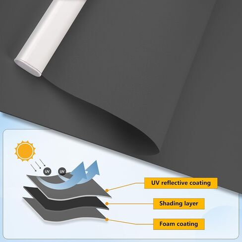 Blackout Shades for Windows with Thermal Insulation and UV Protection - 100% Sun Shade, Metal Beaded Cord Privacy Roller Window Shades for Bedroom, Living Room and Office, Black, 44" W x 72" H in Saudi Arabia