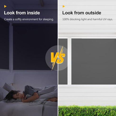 Blackout Shades for Windows with Thermal Insulation and UV Protection - 100% Sun Shade, Metal Beaded Cord Privacy Roller Window Shades for Bedroom, Living Room and Office, Black, 44" W x 72" H in Saudi Arabia