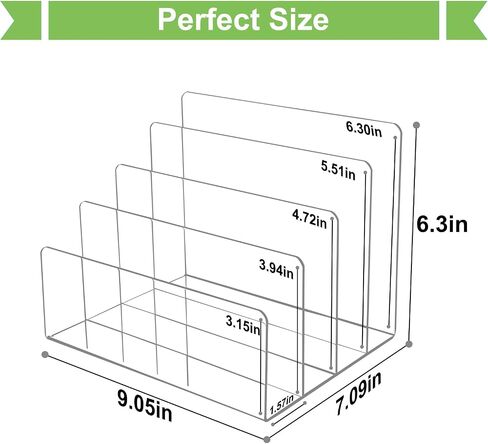 2PCS Clear Acrylic File Holder, 4 Section File Sorter,File Organizer for Desk Mail Organizer Countertop, Vertical File Stand,Notebook, Folder, Wallet, Envelope Organizer(2) in Saudi Arabia