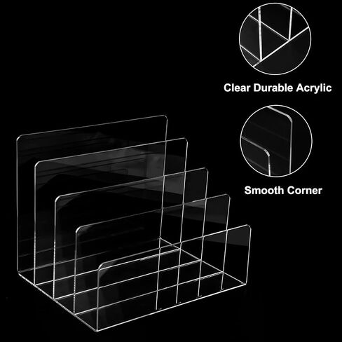 2PCS Clear Acrylic File Holder, 4 Section File Sorter,File Organizer for Desk Mail Organizer Countertop, Vertical File Stand,Notebook, Folder, Wallet, Envelope Organizer(2) in Saudi Arabia