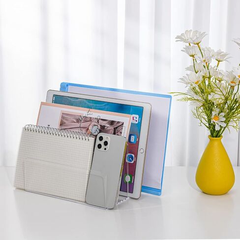 2PCS Clear Acrylic File Holder, 4 Section File Sorter,File Organizer for Desk Mail Organizer Countertop, Vertical File Stand,Notebook, Folder, Wallet, Envelope Organizer(2) in Saudi Arabia