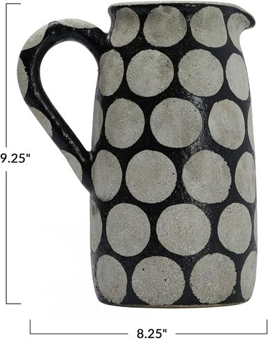 Creative Co-Op Decorative Terracotta Wax Relief Dots, Black and Natural Pitcher in Saudi Arabia