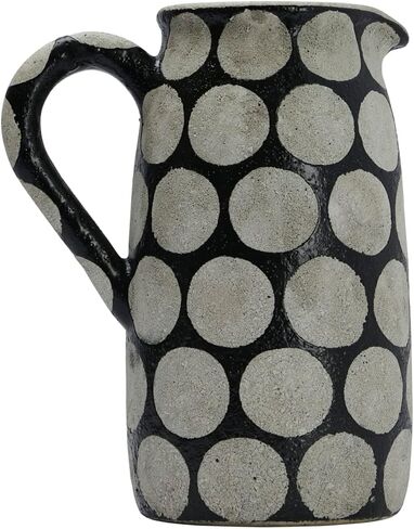Creative Co-Op Decorative Terracotta Wax Relief Dots, Black and Natural Pitcher in Saudi Arabia