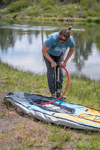 مجموعة Aquaglide Aquaglide Noyo 90 القابلة للنفخ - شخص واحد بجولة في قوارب الكاياك مع غطاء ومجداف ومقعد وحقيبة حمل ومضخة، متعددة الألوان in Kuwait