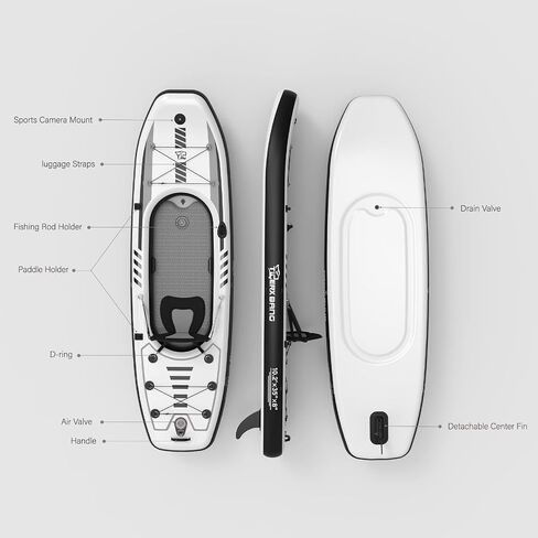قوارب الكاياك القابلة للنفخ مقاس 10.2x35x8 بوصة مع مقعد قابل للفصل، مجموعة SUP-Kayak تتضمن مضخة يدوية/مجذاف من الألومنيوم/حقيبة ظهر، قارب كاياك للبالغين/الأطفال | لصيد الأسماك، بجولة in Kuwait