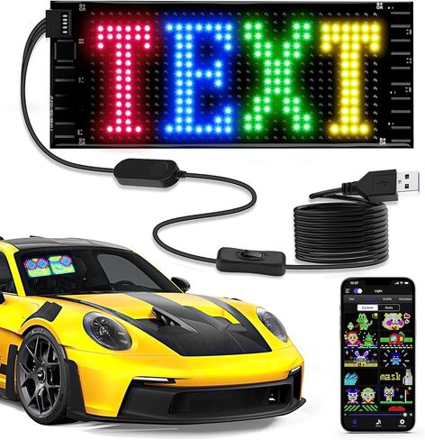 Fgnztg Bright Mini LED Light Signs for Car, 7''x3'' Flexible LED Car Sign, Programmable Bluetooth APP Control Custom Text Pattern Animation Scrolling LED Display for Car Windshield Store in Saudi Arabia