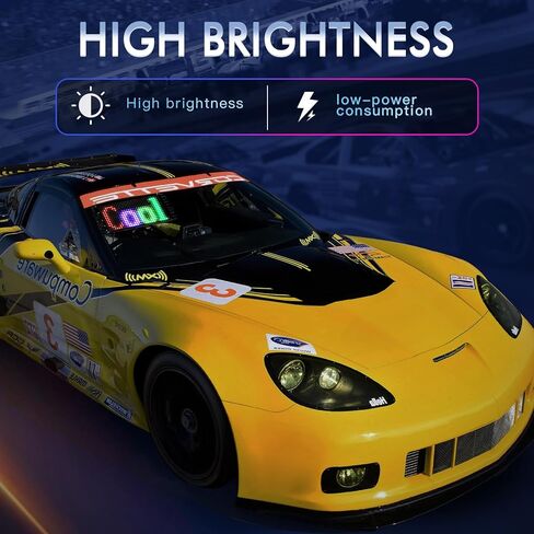 Fgnztg Bright Mini LED Light Signs for Car, 7''x3'' Flexible LED Car Sign, Programmable Bluetooth APP Control Custom Text Pattern Animation Scrolling LED Display for Car Windshield Store in Saudi Arabia