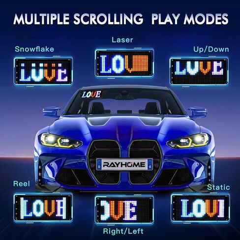 Fgnztg Bright Mini LED Light Signs for Car, 7''x3'' Flexible LED Car Sign, Programmable Bluetooth APP Control Custom Text Pattern Animation Scrolling LED Display for Car Windshield Store in Saudi Arabia