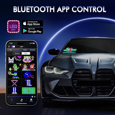 Fgnztg Bright Mini LED Light Signs for Car, 7''x3'' Flexible LED Car Sign, Programmable Bluetooth APP Control Custom Text Pattern Animation Scrolling LED Display for Car Windshield Store in Saudi Arabia