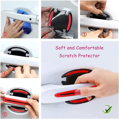 Car Door Handle Protector Handle Cup Protector Stickers and Decals for Cars Scratch Protector Exterior Car Accessories Red in Saudi Arabia