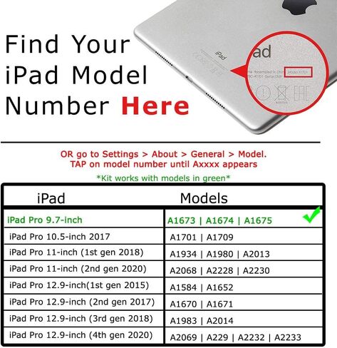 Repair Parts Plus for iPad Pro 9.7 Battery Replacement A1664 Premium Kit (2016 | A1673 | A1674 | A1675) Premium Toolkit + Adhesive in Kuwait