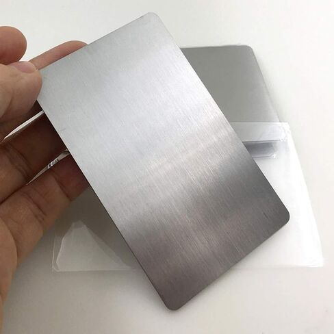 304 Stainless Steel Thick 0.5mm Metal Business Cards Blank Tablet 86X54mm Pack of 10PCS (Silver Brushed Finishing, Blank) in Saudi Arabia