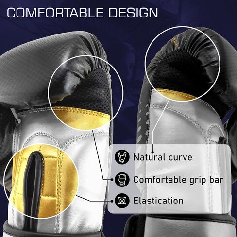Aura Boxing Gloves Men Women - Heavy Bag Gloves with Foam Padding and Breathable Mesh, Pro Training Muay Thai Gloves, Maximum Protection Kickboxing Gloves with Hook and Loop Closure in Saudi Arabia