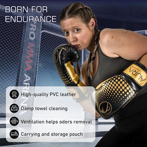Aura Boxing Gloves Men Women - Heavy Bag Gloves with Foam Padding and Breathable Mesh, Pro Training Muay Thai Gloves, Maximum Protection Kickboxing Gloves with Hook and Loop Closure in Saudi Arabia