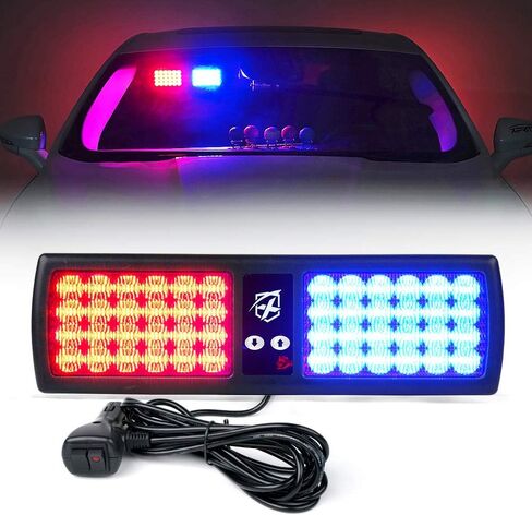 Xprite Red/Blue LED Visor Strobe Flashing Lights Interior Windshield Sunshield Emergency Warning Lights for Police Volunteer Firefighter Vehicles Trucks in Saudi Arabia