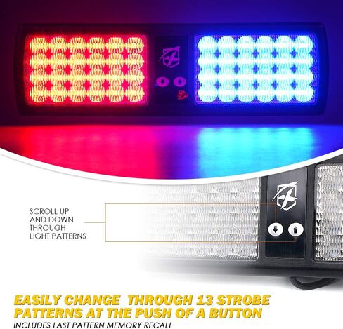 Xprite Red/Blue LED Visor Strobe Flashing Lights Interior Windshield Sunshield Emergency Warning Lights for Police Volunteer Firefighter Vehicles Trucks in Saudi Arabia