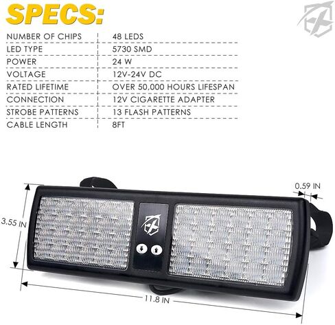 Xprite Red/Blue LED Visor Strobe Flashing Lights Interior Windshield Sunshield Emergency Warning Lights for Police Volunteer Firefighter Vehicles Trucks in Saudi Arabia