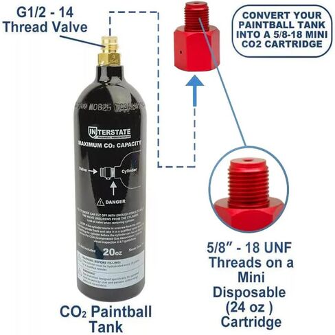 Paintball Co2 Cylinder Tank Canister Regulator Adapter Convert Female G1/2 to Male G5/8 Thread in Saudi Arabia