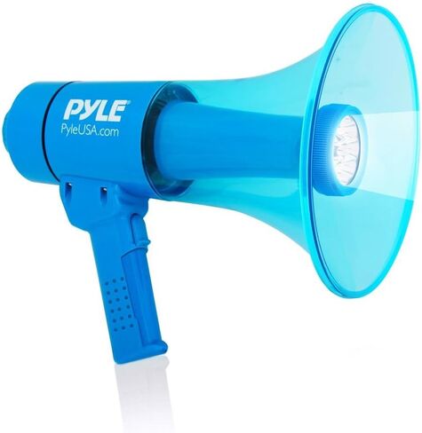 Pyle (Blue) 40W Compact, Portable Waterproof Megaphone Bullhorn with Flashlight - Rechargeable PA Speaker, Adjustable Volume, Loud Alarm Siren, Handheld Lightweight Design for Outdoor Activities in Saudi Arabia