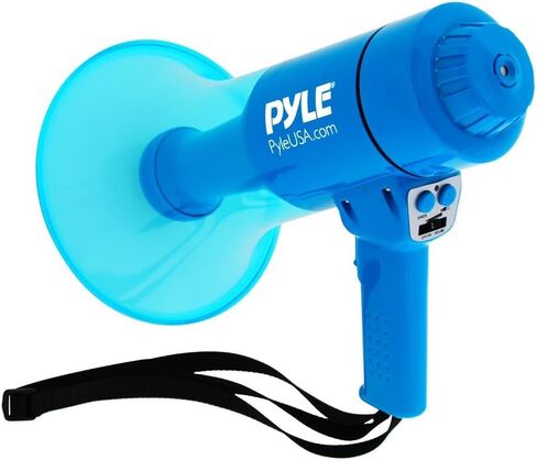 Pyle (Blue) 40W Compact, Portable Waterproof Megaphone Bullhorn with Flashlight - Rechargeable PA Speaker, Adjustable Volume, Loud Alarm Siren, Handheld Lightweight Design for Outdoor Activities in Saudi Arabia