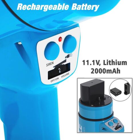 Pyle (Blue) 40W Compact, Portable Waterproof Megaphone Bullhorn with Flashlight - Rechargeable PA Speaker, Adjustable Volume, Loud Alarm Siren, Handheld Lightweight Design for Outdoor Activities in Saudi Arabia