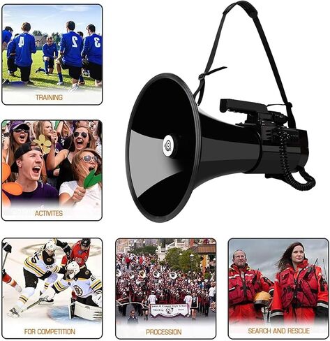 Heavy Duty 75W Professional Megaphone Bullhorn Speaker with Built-in Microphone-Rechargeable Battery&Portable Strap-Siren -USB/SD/AUX Input-Ideal for Football, Baseball,Coaches in Kuwait
