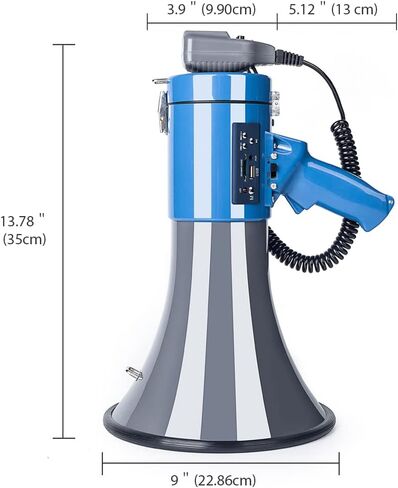 Professional 50-Watt Bullhorn Megaphone - Detachable Microphone, Portable/Lightweight & Rechargeable Battery,USB/SD/AUX- Ideal for Police & Cheerleading in Saudi Arabia
