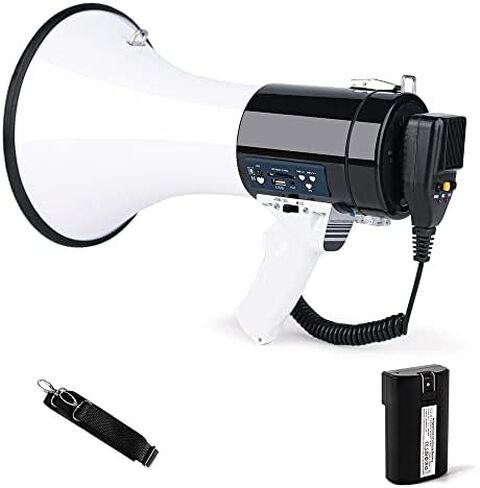 Professional 50-Watt Bullhorn Megaphone - Detachable Microphone, Portable/Lightweight & Rechargeable Battery,USB/SD/AUX- Ideal for Police & Cheerleading in Saudi Arabia