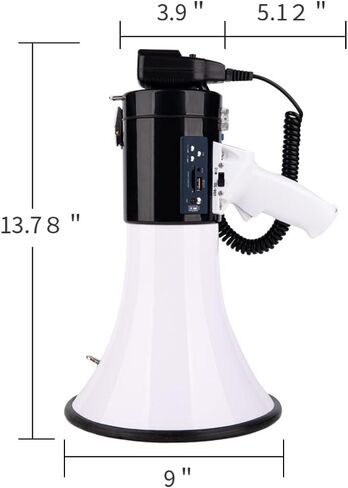 Professional 50-Watt Bullhorn Megaphone - Detachable Microphone, Portable/Lightweight & Rechargeable Battery,USB/SD/AUX- Ideal for Police & Cheerleading in Saudi Arabia