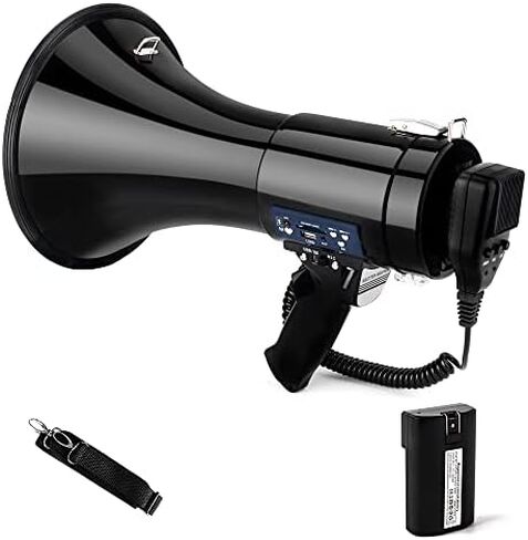 Professional 50-Watt Bullhorn Megaphone - Detachable Microphone, Portable/Lightweight & Rechargeable Battery,USB/SD/AUX- Ideal for Police & Cheerleading in Saudi Arabia