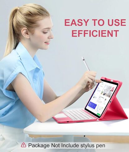 Harvopu iPad 10th Generation Case with Keyboard (10.9", 2022), Smart Keyboard Folio Cover with Pencil Holder, Multi-Touch Trackpad, 7 Color Backlit, Detachable Keyboard for iPad 10th Gen (Pink) in Saudi Arabia
