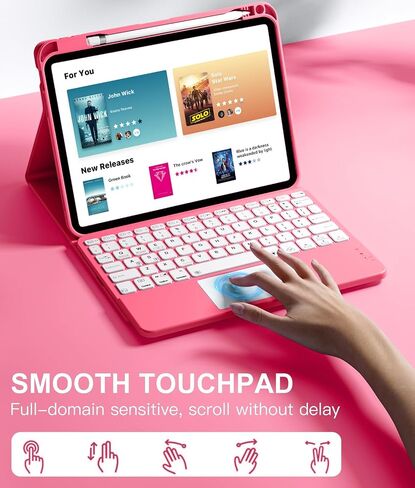 Harvopu iPad 10th Generation Case with Keyboard (10.9", 2022), Smart Keyboard Folio Cover with Pencil Holder, Multi-Touch Trackpad, 7 Color Backlit, Detachable Keyboard for iPad 10th Gen (Pink) in Saudi Arabia