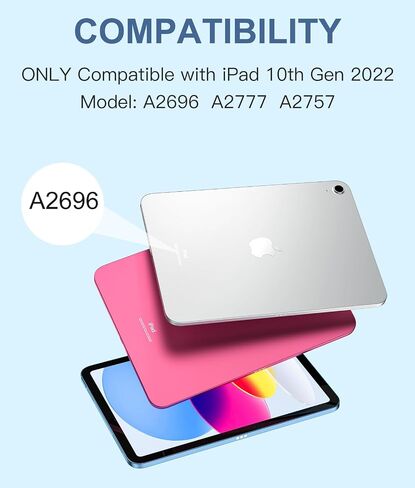 Harvopu iPad 10th Generation Case with Keyboard (10.9", 2022), Smart Keyboard Folio Cover with Pencil Holder, Multi-Touch Trackpad, 7 Color Backlit, Detachable Keyboard for iPad 10th Gen (Pink) in Saudi Arabia