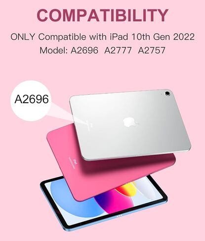 Harvopu iPad 10th Generation Case with Keyboard (10.9", 2022), Smart Keyboard Folio Cover with Pencil Holder, Multi-Touch Trackpad, 7 Color Backlit, Detachable Keyboard for iPad 10th Gen (Pink) in Saudi Arabia
