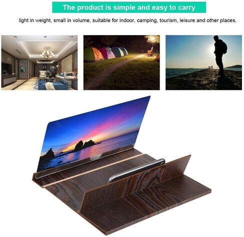 Screen Magnifier, Portable Folding Design 12inch Mobile Phone Screen Magnifier for Movies Video for All Kinds of Smart Mobile Phones(Coffee) in Saudi Arabia