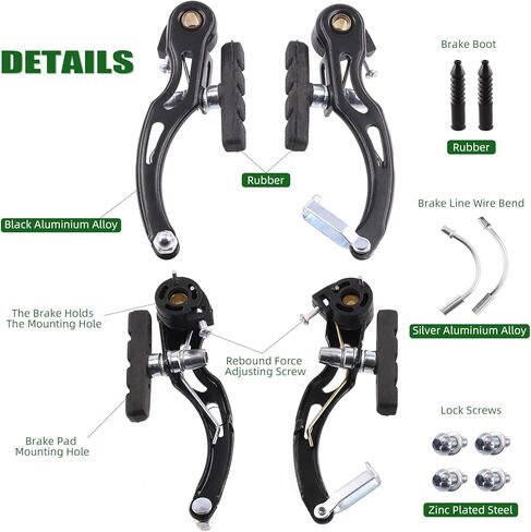 مجموعة فرامل الدراجة المكونة من 10 قطع من Keadic تتضمن فرجار فرامل على شكل حرف V، ورافعة فرامل مقود من سبائك الألومنيوم مقاس 22 مم، وكابلات خط فرامل أمامية وخلفية لركوب الدراجات على الطرق الجبلية MTB in Kuwait