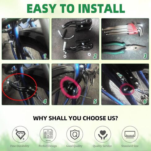 مجموعة فرامل الدراجة المكونة من 10 قطع من Keadic تتضمن فرجار فرامل على شكل حرف V، ورافعة فرامل مقود من سبائك الألومنيوم مقاس 22 مم، وكابلات خط فرامل أمامية وخلفية لركوب الدراجات على الطرق الجبلية MTB in Kuwait