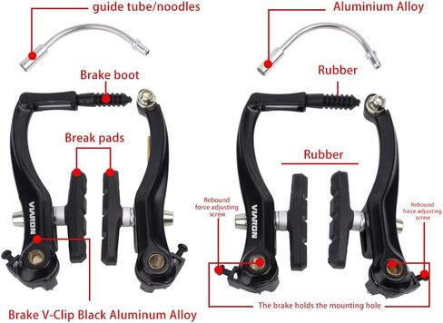مجموعة فرامل الدراجة، مجموعة فرامل على شكل حرف V سوداء أمامية وخلفية للدراجة باللون الأسود، تتضمن رافعة فرجار الفرامل ومجموعة مبيت كابل الفرامل in Kuwait