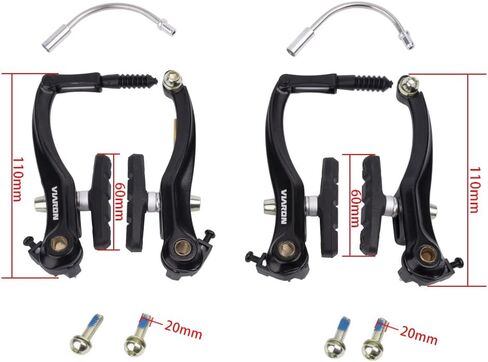 مجموعة فرامل الدراجة، مجموعة فرامل على شكل حرف V سوداء أمامية وخلفية للدراجة باللون الأسود، تتضمن رافعة فرجار الفرامل ومجموعة مبيت كابل الفرامل in Kuwait