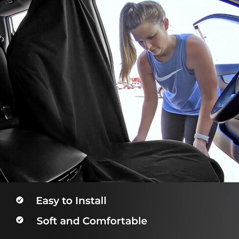 UltraSport Front Seat Cover - Waterproof Car Seat Cover, Waterproof Seat Covers for Cars, Driver Seat Cover, Car Seat Towel Cover After Gym, Waterproof Car Seat Protector - Black in Saudi Arabia