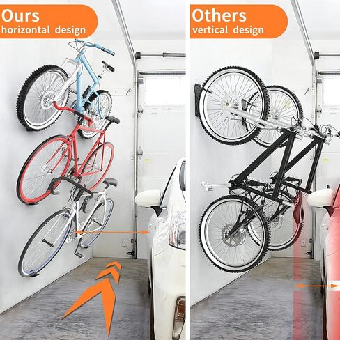 2 Pack Bike Pedal Hanger Wall Mount, Heavy Duty Horizontal Bike Rack for Garage Wall, Bike Display Stand for Home Holds Up to 70LBS in Saudi Arabia