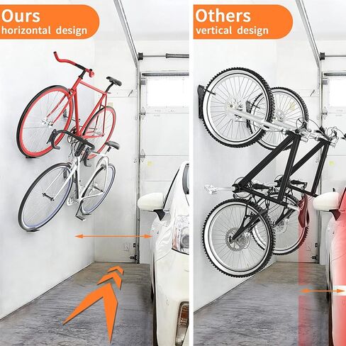 2 Pack Bike Pedal Hanger Wall Mount, Heavy Duty Horizontal Bike Rack for Garage Wall, Bike Display Stand for Home Holds Up to 70LBS in Saudi Arabia
