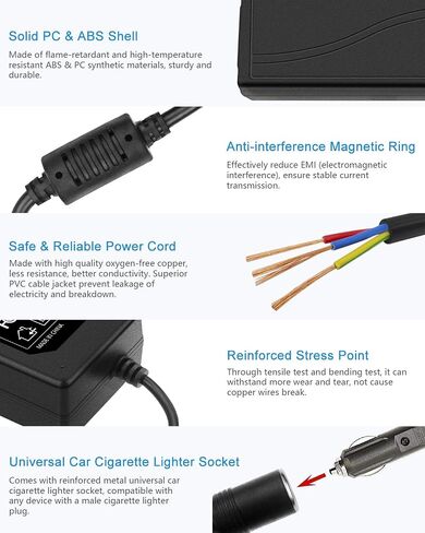 ALITOVE AC إلى DC محول 12V 5A 60W 100-240V إلى 12V سيارة ولاعة السجائر المقبس AC / DC محول الطاقة إمدادات الطاقة للسيارة مكنسة كهربائية سيارة مروحة سيارة MP3 أجهزة السيارات الأخرى تحت 60W in Saudi Arabia