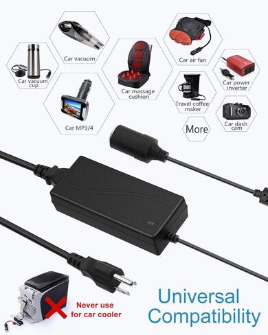 ALITOVE AC إلى DC محول 12V 5A 60W 100-240V إلى 12V سيارة ولاعة السجائر المقبس AC / DC محول الطاقة إمدادات الطاقة للسيارة مكنسة كهربائية سيارة مروحة سيارة MP3 أجهزة السيارات الأخرى تحت 60W in Saudi Arabia
